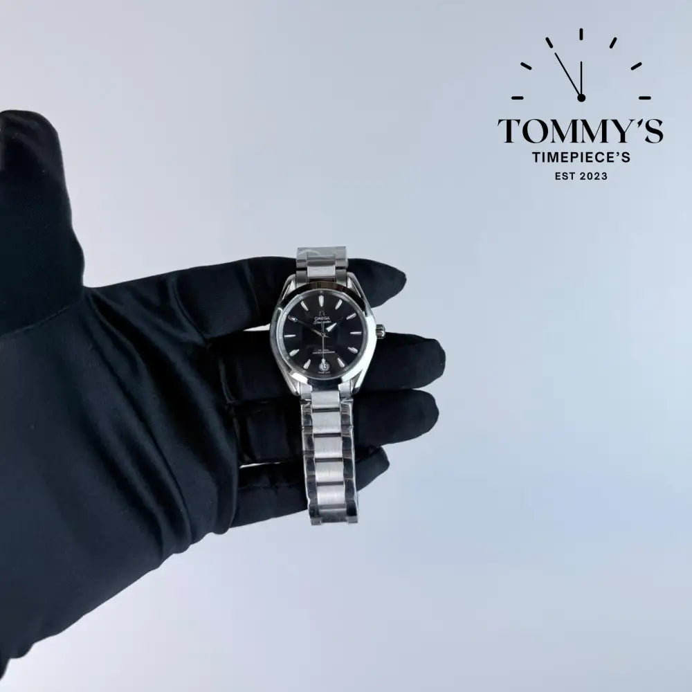 AAA+ Seamaster Aqua Terra 150M Co-Axial Master Chronometer 34mm Black Dial-Stainless Steele Bracelet (Silver Bezel