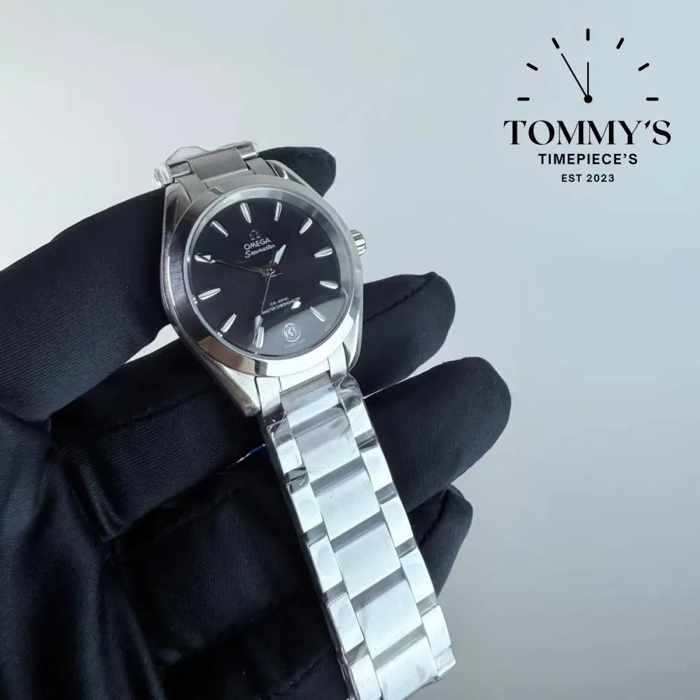 AAA+ Seamaster Aqua Terra 150M Co-Axial Master Chronometer 34mm Black Dial-Stainless Steele Bracelet (Silver Bezel