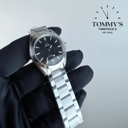 AAA+ Seamaster Aqua Terra 150M Co-Axial Master Chronometer 34mm Black Dial-Stainless Steele Bracelet (Silver Bezel