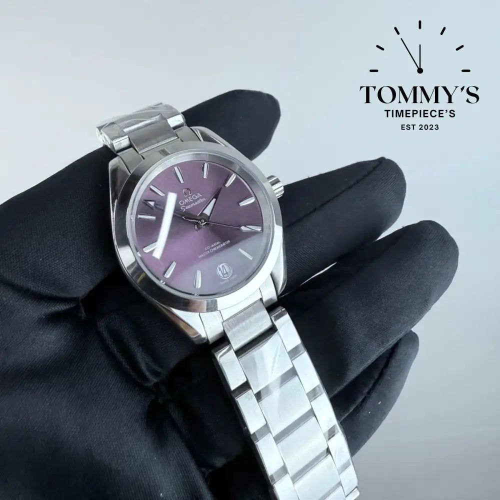 AAA+ Ladies Seamaster Aqua Terra 150M Co-Axial Master Chronometer 34mm Purple/Lavender Dial-Steel Bracelet (Silver