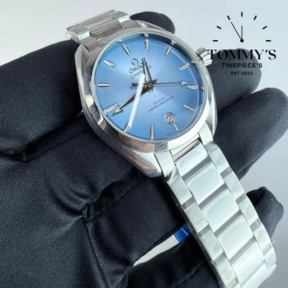 AAA+ Ladies Seamaster Aqua Terra 150M Co-Axial Master Chronometer 38mm Summer Blue Dial-Stainless Steel Bracelet