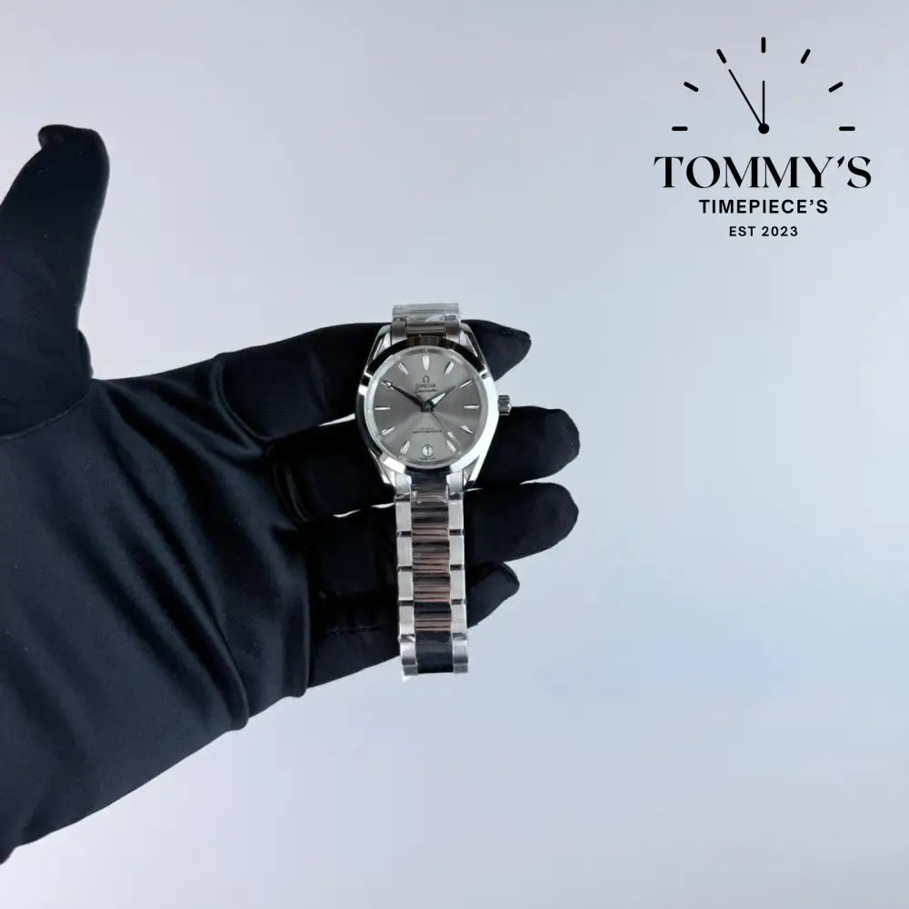 AAA+ Ladies Seamaster Aqua Terra Co-Axial Master Chronometer 34mm Sandstone Dial-Stainless Steel Bracelet (Silver Bezel)