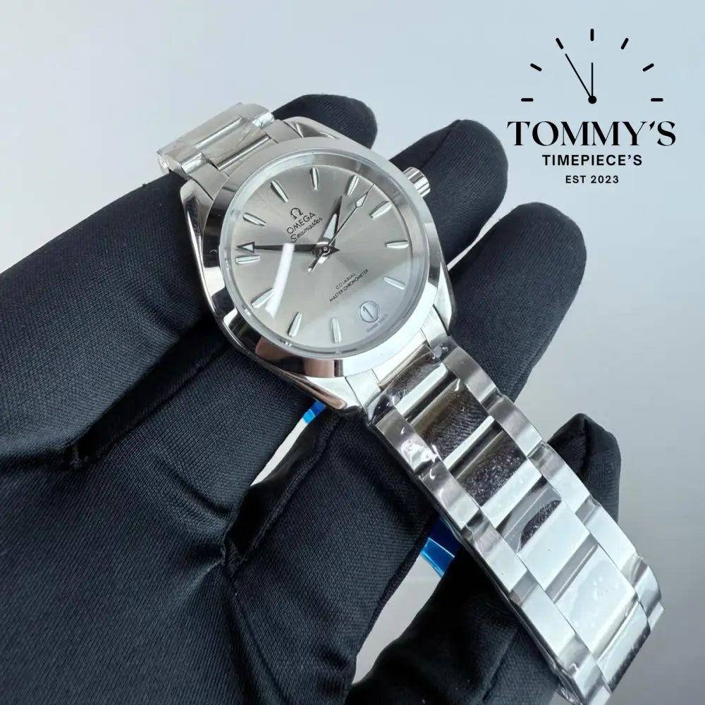 AAA+ Ladies Seamaster Aqua Terra Co-Axial Master Chronometer 34mm Sandstone Dial-Stainless Steel Bracelet (Silver Bezel)