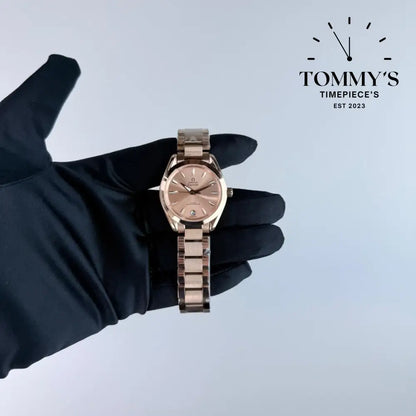 AAA+ Ladies Seamaster Aqua Terra Shades Co-Axial Master Chronometer 34mm Rose Dial-Stainless Steel Bracelet (Gold Bezel)