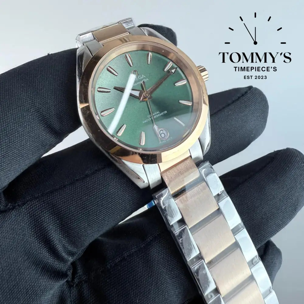 AAA+ Ladies Seamaster Aqua Terra Shades Co-Axial Master Chronometer 34mm Sun-Brushed Green Dial-Stainless Steele