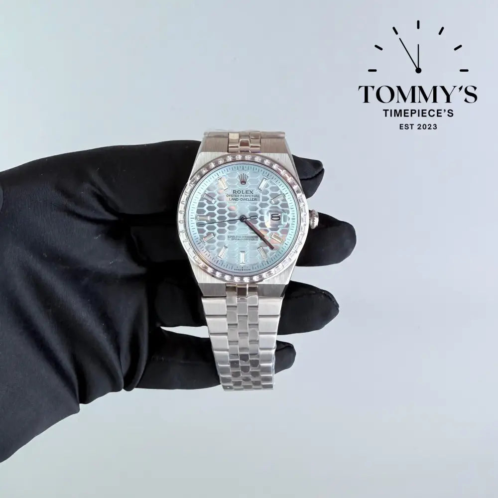 AAA+ Land Dweller Platinum Dial With Diamond Bezel