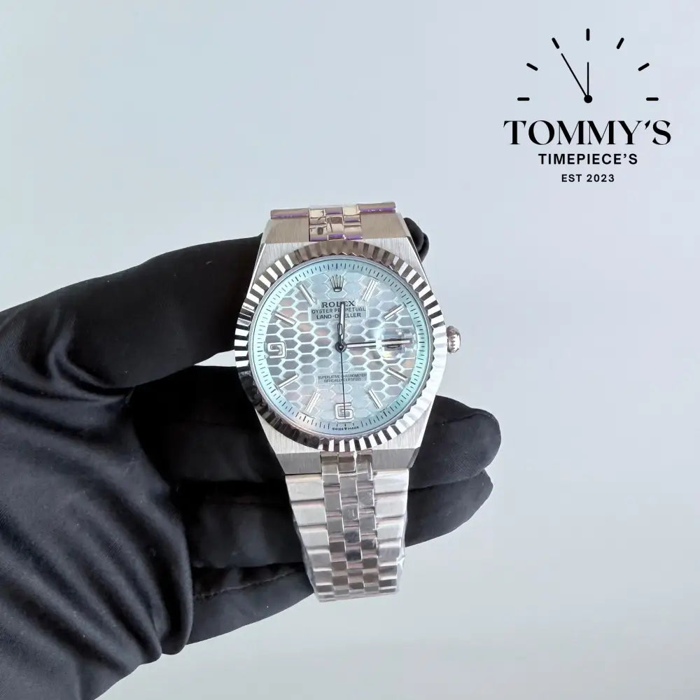 AAA+ Land Dweller Platinum Dial With Fluted Bezel