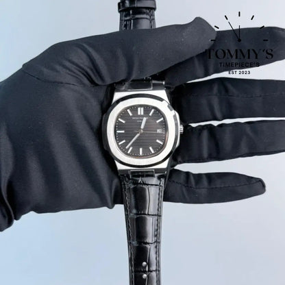 AAA+ Nautilus Black Dial 40mm Leather Strap