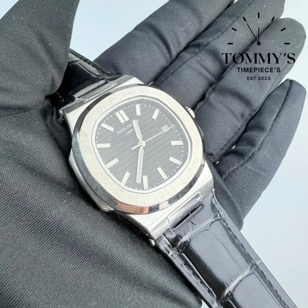 AAA+ Nautilus Black Dial 40mm Leather Strap
