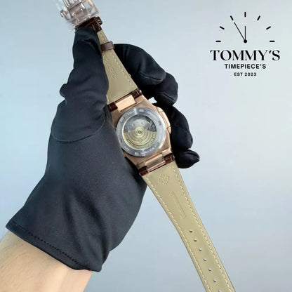 AAA+ Nautilus Rose Gold Brown Dial 40mm Leather Strap