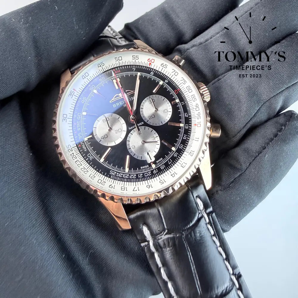 AAA+ Navitimer B01 Chronograph 43mm Black Dial - Stainless Steel