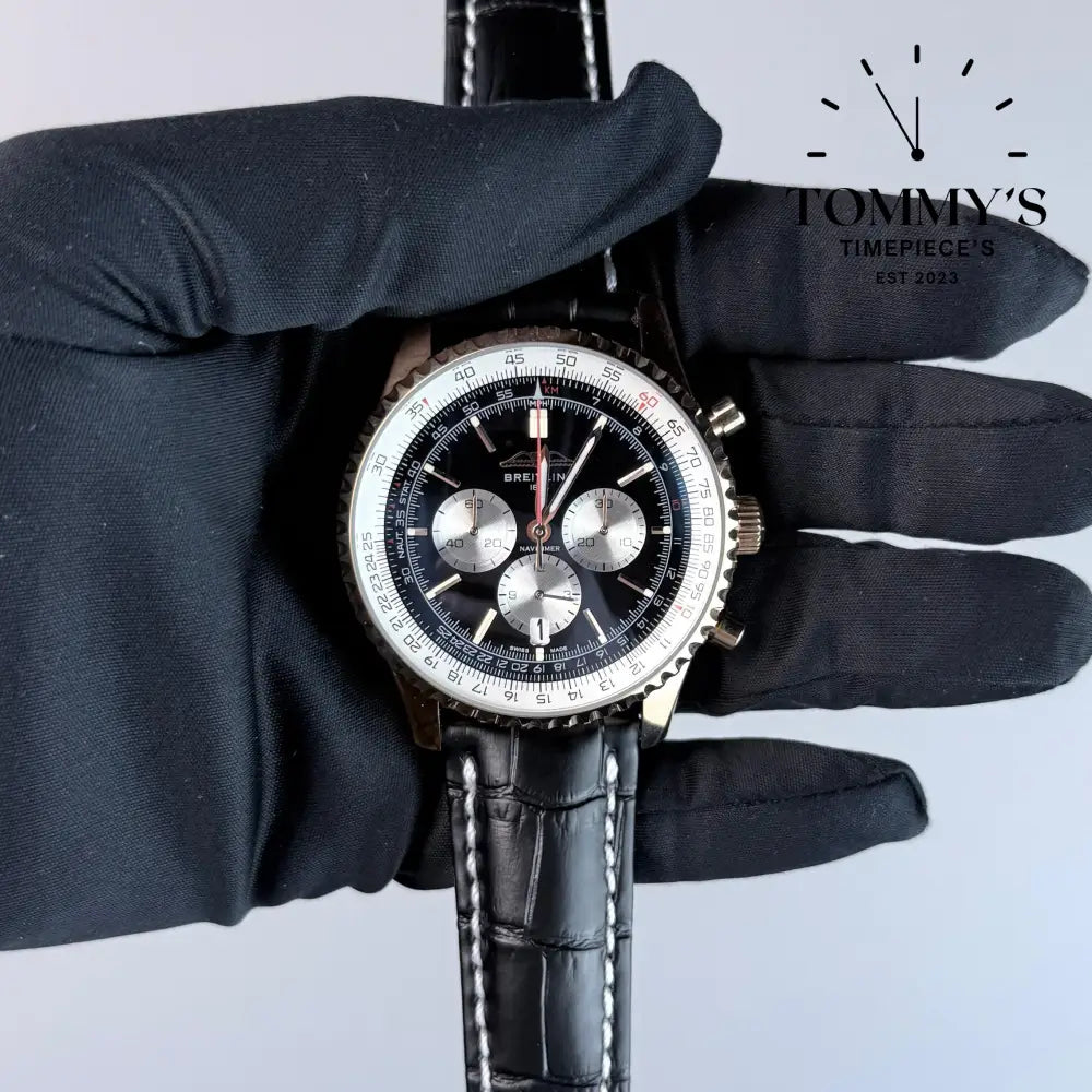 AAA+ Navitimer B01 Chronograph 43mm Black Dial - Stainless Steel