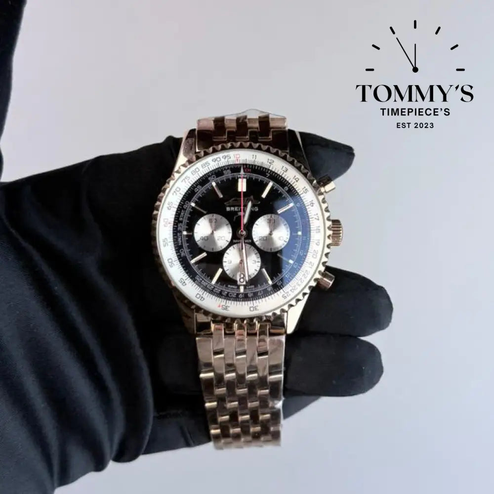 AAA+ Navitimer B01 Chronograph 43mm Black Dial - Stainless Steel