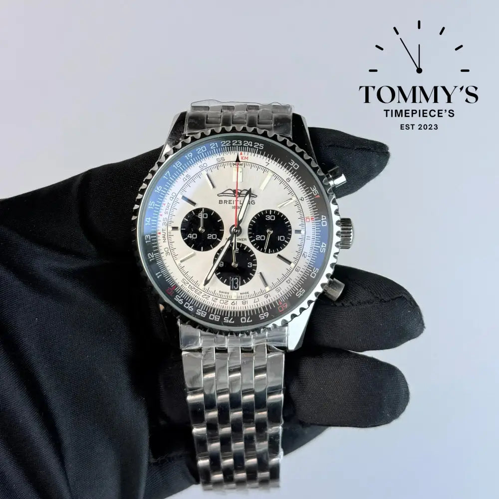 AAA+ Navitimer B01 Chronograph 43mm Silver Dial - Stainless Steel