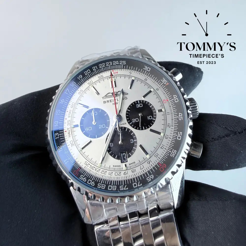AAA+ Navitimer B01 Chronograph 43mm Silver Dial - Stainless Steel