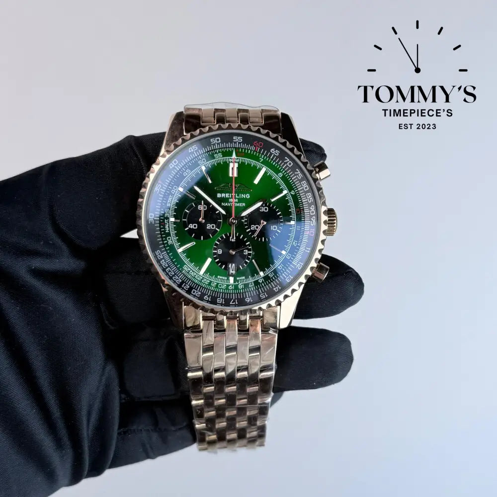 AAA+ Navitimer B01 Chronograph 46mm Green Dial - Stainless Steel