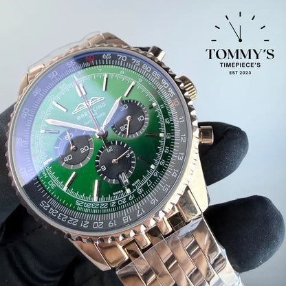 AAA+ Navitimer B01 Chronograph 46mm Green Dial - Stainless Steel