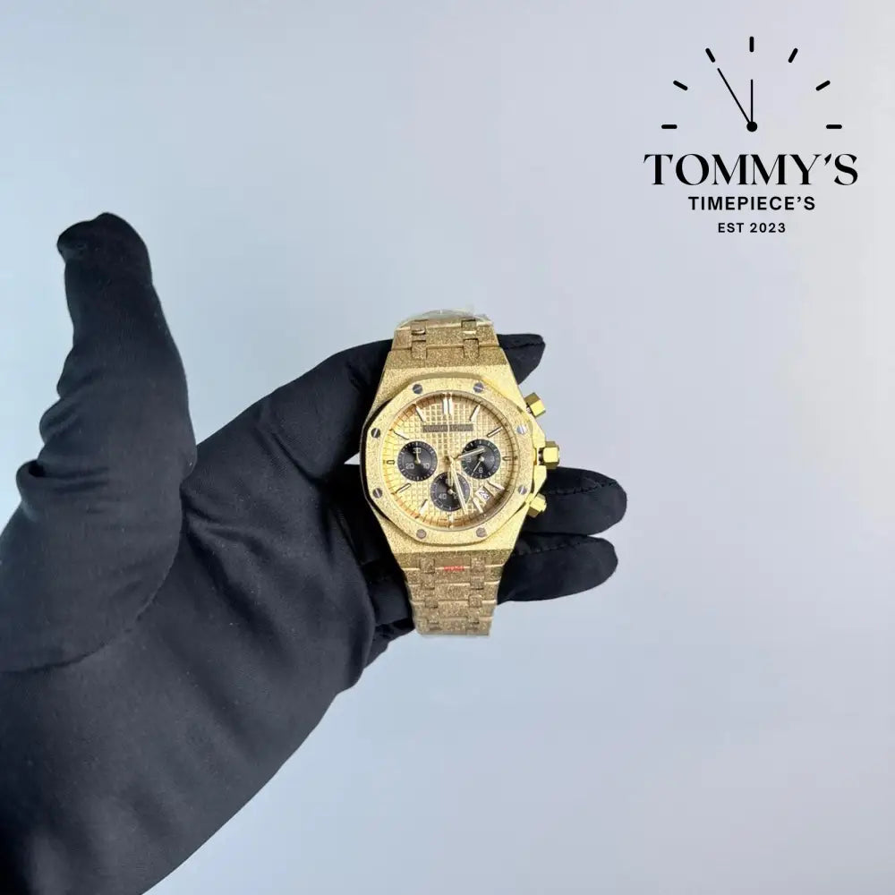 AAA+ Royal Oak 41mm Gold Champagne Dial-Stainless Steel Bracelet (Yellow Gold Bezel)