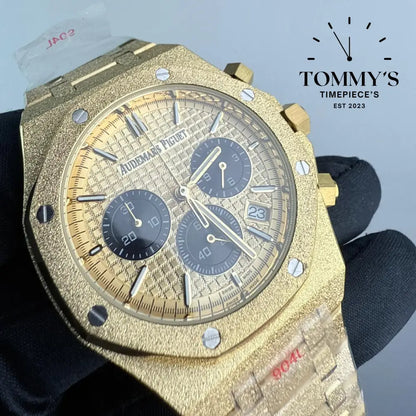 AAA+ Royal Oak 41mm Gold Champagne Dial-Stainless Steel Bracelet (Yellow Gold Bezel)