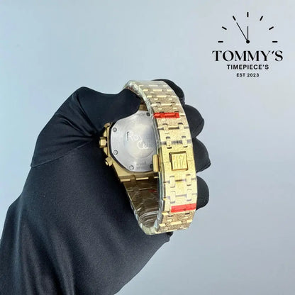 AAA+ Royal Oak 41mm Gold Champagne Dial-Stainless Steel Bracelet (Yellow Gold Bezel)