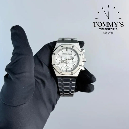 AAA+ Royal Oak 41mm Grey ’Grande Tapisserie’ Dial-Stainlees Steel Bracelet (Silver Bezel)