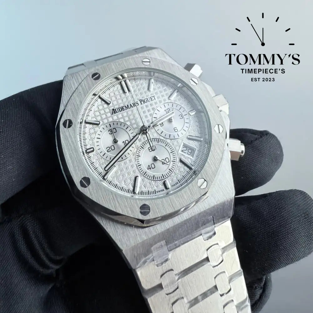 AAA+ Royal Oak 41mm Grey ’Grande Tapisserie’ Dial-Stainlees Steel Bracelet (Silver Bezel)