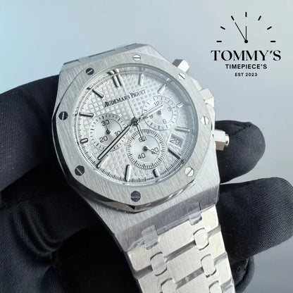 AAA+ Royal Oak 41mm Grey ’Grande Tapisserie’ Dial-Stainlees Steel Bracelet (Silver Bezel)
