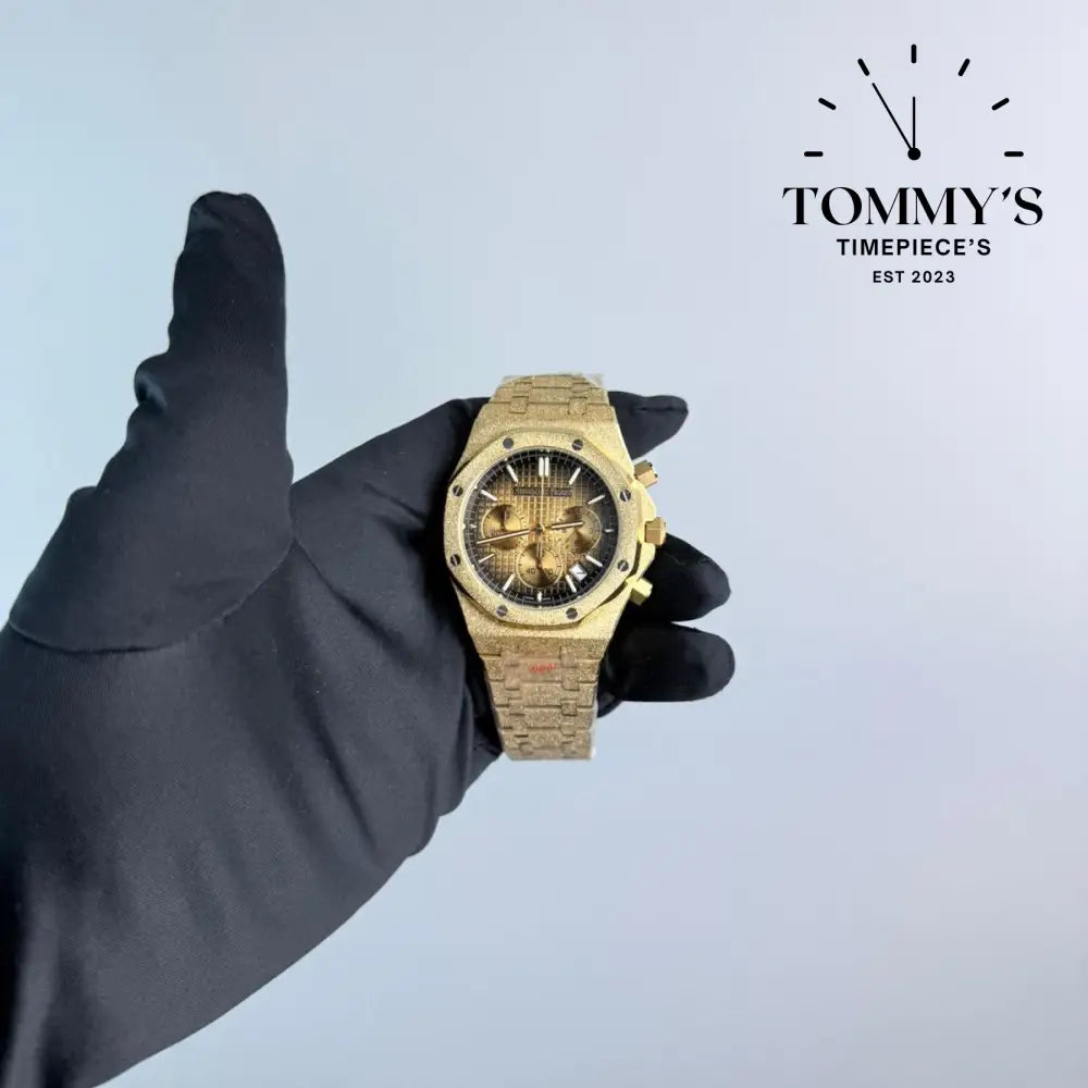 AAA+ Royal Oak 41mm Smoked Yellow Gold-Toned ’Grande Tapisserie’ Dial-Stainless Steel Bracelet (Yellow Gold Bezel)