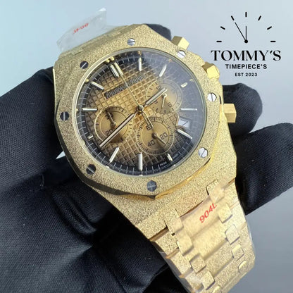 AAA+ Royal Oak 41mm Smoked Yellow Gold-Toned ’Grande Tapisserie’ Dial-Stainless Steel Bracelet (Yellow Gold Bezel)