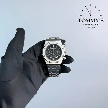 AAA+ Royal Oak Chronograph 41mm Black ’Grande Tapisserie’ Dial-Steel bracelet