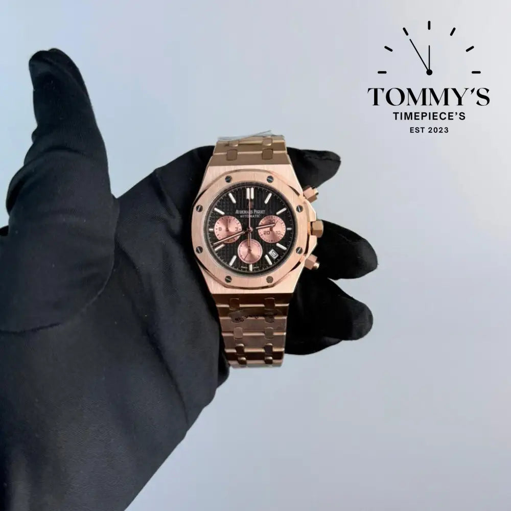 AAA+ Royal Oak Chronograph 41mm Black ’Grande Tapisserie’ Dial-Steel Bracelet