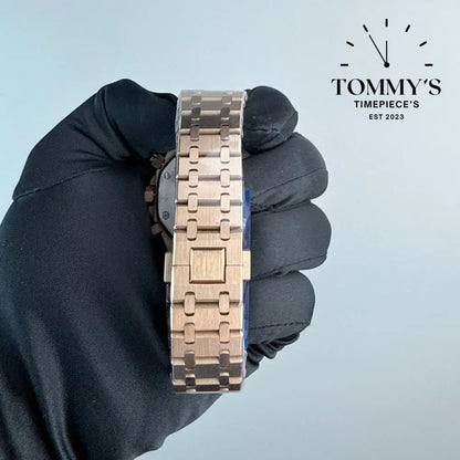 AAA+ Royal Oak Chronograph 41mm Black ’Grande Tapisserie’ Dial-Steel Bracelet
