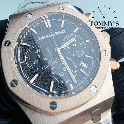 AAA+ Royal Oak Chronograph 41mm Black ’Grande Tapisserie’ Dial-Steel Bracelet