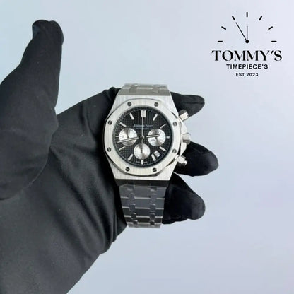 AAA+ Royal Oak Chronograph 41mm Black ’Grande Tapisserie’ Dial-Steel Bracelet