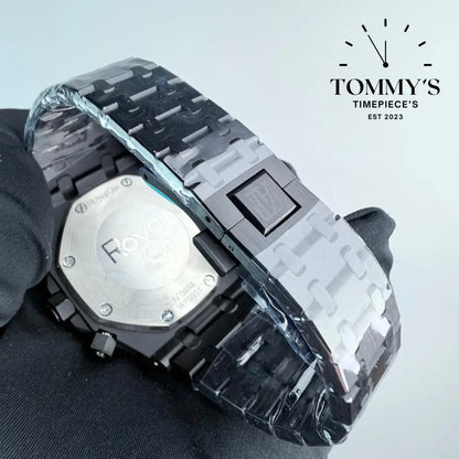 AAA+ Royal Oak Chronograph 41mm Black ’Grande Tapisserie’ Dial-Steel Bracelet (Black Bezel)