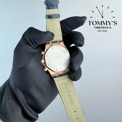 AAA+ Royal Oak Chronograph 41mm Blue ’Grande Tapisserie’ Dial-Leather Strap