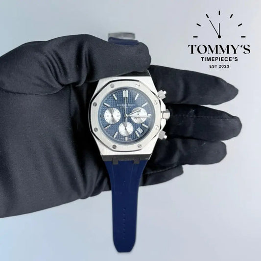 AAA+ Royal Oak Chronograph 41mm Blue ’Grande Tapisserie’ Dial-Leather Strap