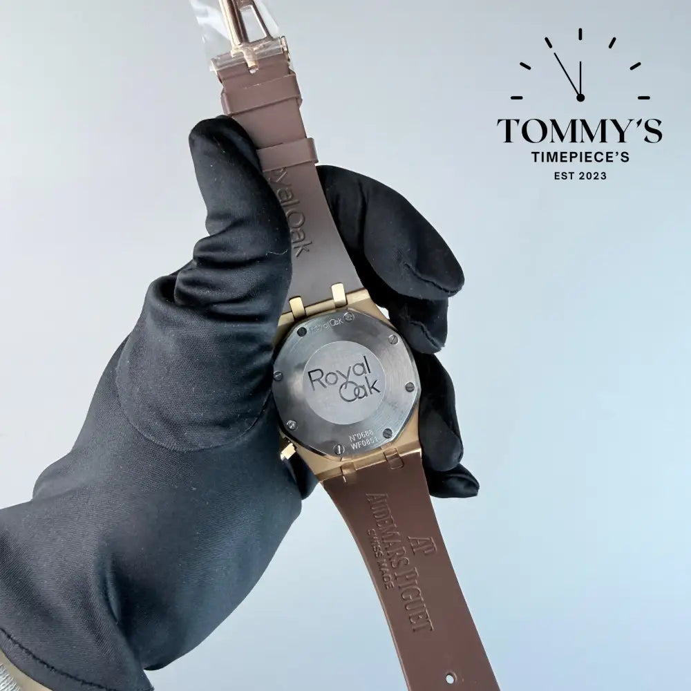 AAA+ Royal Oak Chronograph 41mm Brown ’Grande Tapisserie’ Dial - Rubber Strap