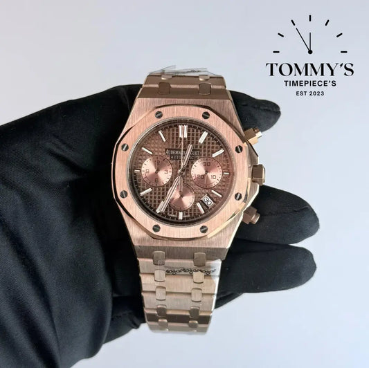 AAA+ Royal Oak Chronograph 41mm Brown ’Grande Tapisserie’ Dial-Steel Bracelet