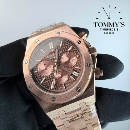 AAA+ Royal Oak Chronograph 41mm Brown ’Grande Tapisserie’ Dial-Steel Bracelet