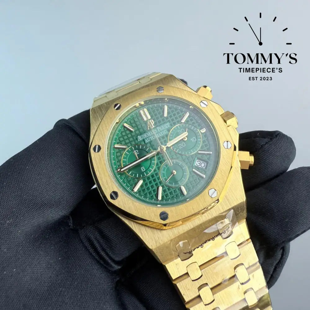 AAA+ Royal Oak Chronograph 41mm Green ’Grande Tapisserie’ Dial-Steel Bracelet