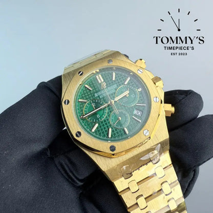 AAA+ Royal Oak Chronograph 41mm Green ’Grande Tapisserie’ Dial-Steel Bracelet