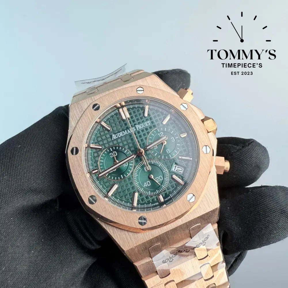 AAA+ Royal Oak Chronograph 41mm Green ’Grande Tapisserie’ Dial-Steel Bracelet