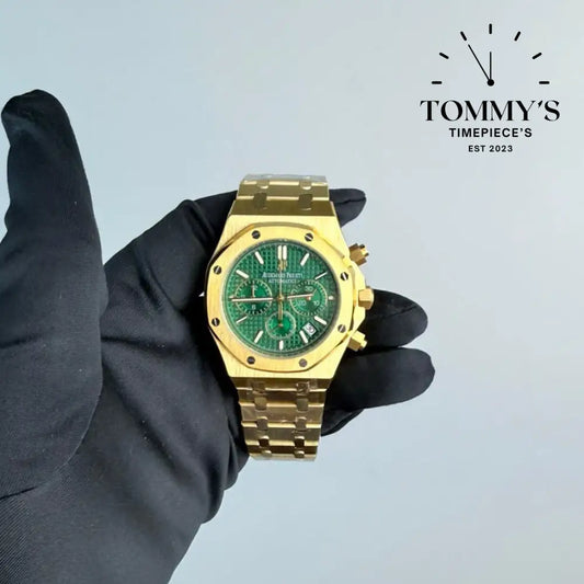 AAA+ Royal Oak Chronograph 41mm Green ’Grande Tapisserie’ Dial-Steel Bracelet
