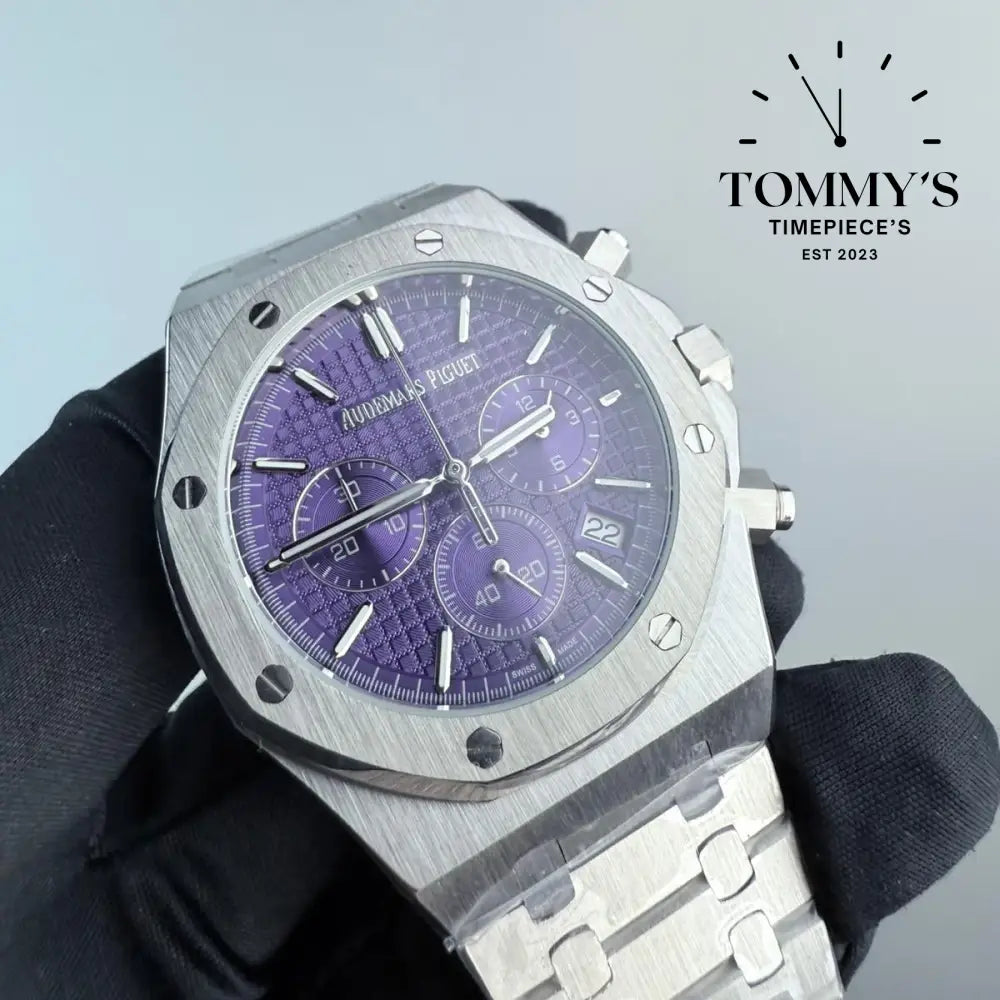 AAA+ Royal Oak Chronograph 41mm Purple ’Grande Tapisserie’ Dial-Steel Bracelet