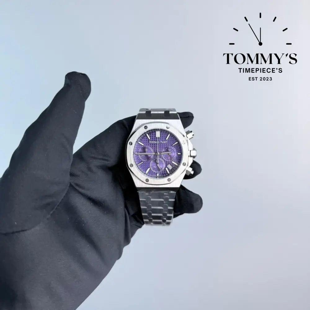 AAA+ Royal Oak Chronograph 41mm Purple ’Grande Tapisserie’ Dial-Steel Bracelet