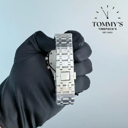 AAA+ Royal Oak Chronograph 41mm White ’Grande Tapisserie’ Dial-Steel Bracelet