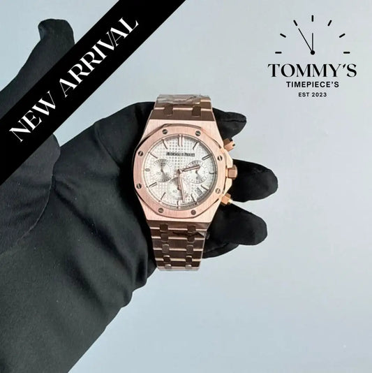 AAA+ Royal Oak Chronograph 41mm White ’Grande Tapisserie’ Dial-Steel Bracelet