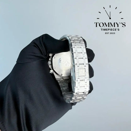 AAA+ Royal Oak Frosted Chronograph 41mm Blue Dial-Stainless Steel Bracelet (Silver Bezel)