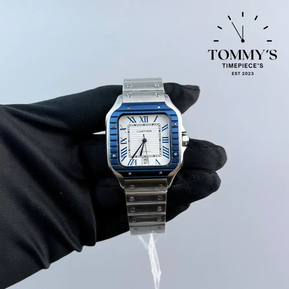 Aaa + Santos With Blue Bezel